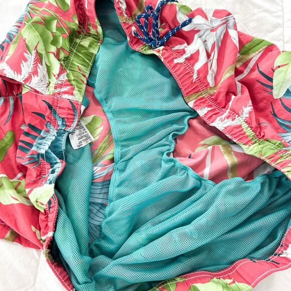 Tommy Bahama Relax 3XB Pink Tropical Swim Trunks Palm Print Cargo Board Shorts - Picture 5 of 5